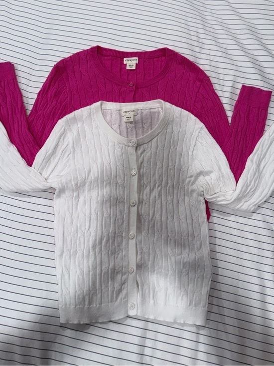 Crewcuts Other - Crewcuts Girls 100% Cotton Cable Knit Cardigans in White and Fuchsia size 8-9